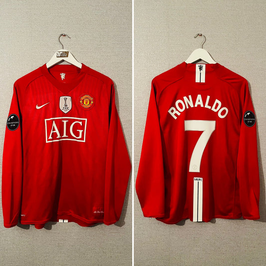 Manchester United home football shirt L/S 2008/09 CR7 Large