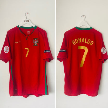 Portugal home football shirt  Euro 2008 CR7 XL