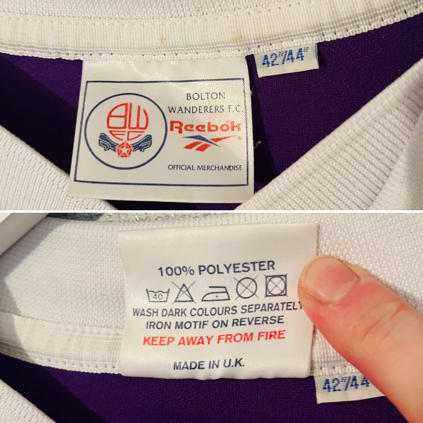 Bolton Wanderers away football shirt 1997/98 Fish Large