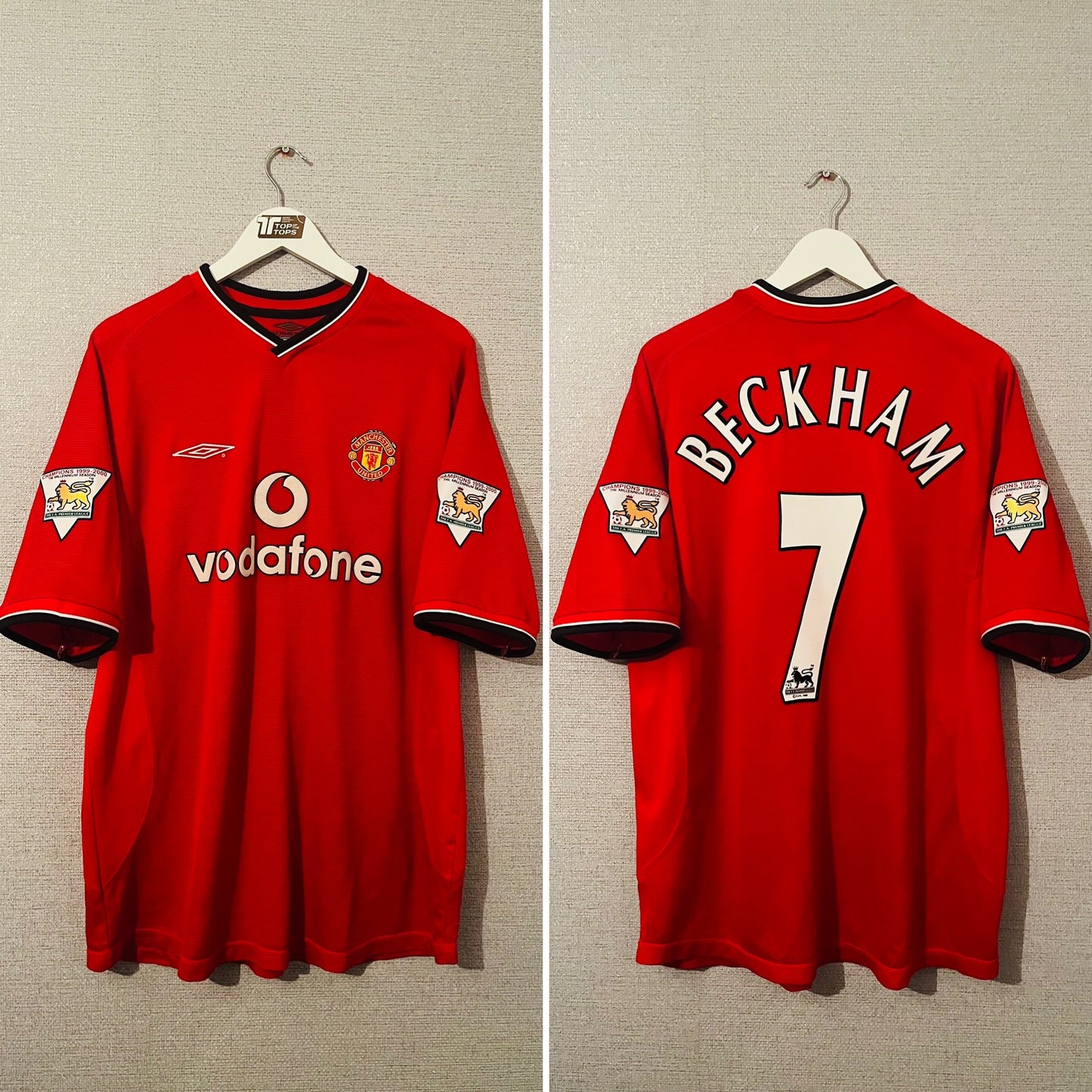Manchester United home football shirt 2000/01 Beckham XL