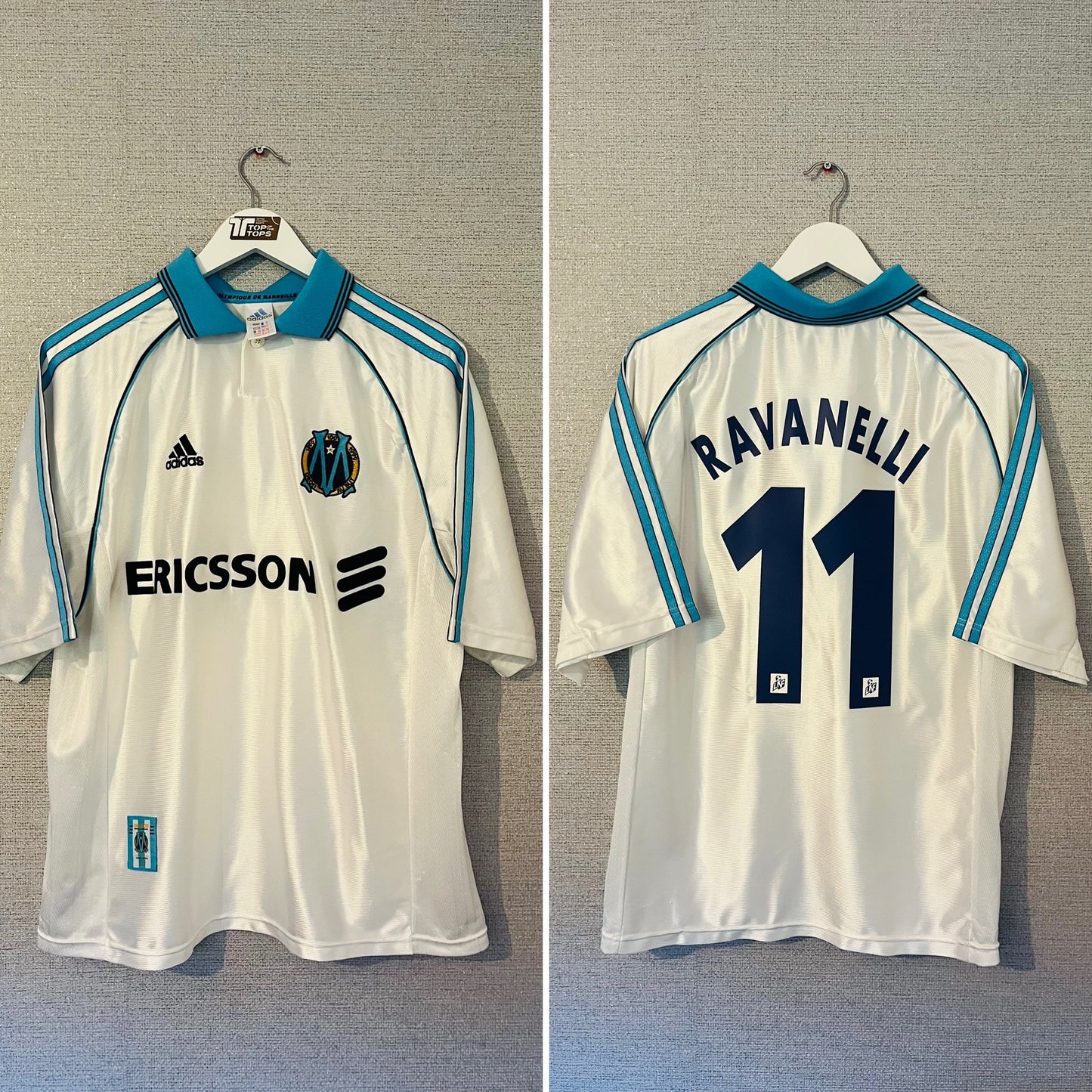 Olympique Marseille home football shirt 1998/99 Ravanelli Large