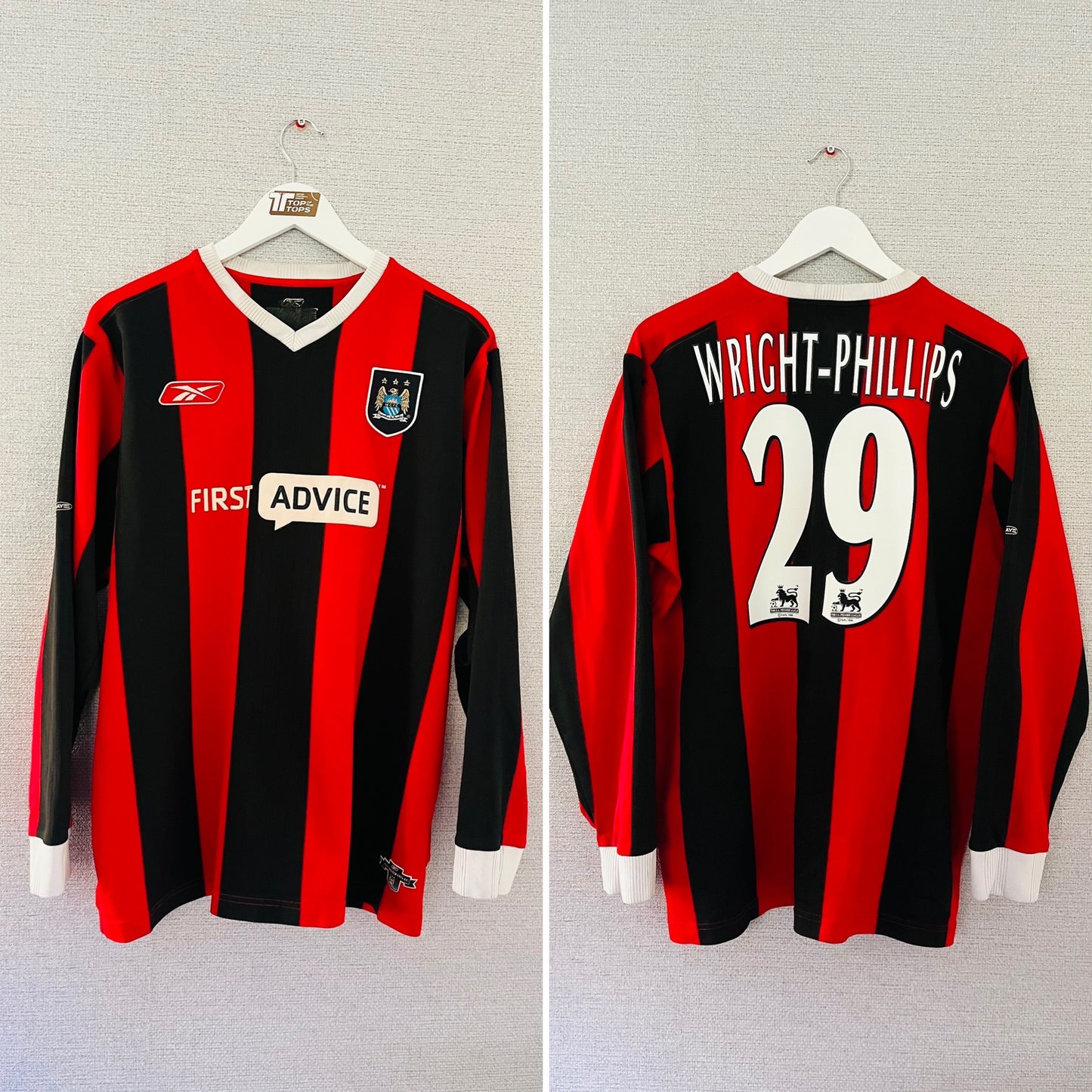 Manchester City away football shirt 2003/04 L/S Wright-Phillips 
Large