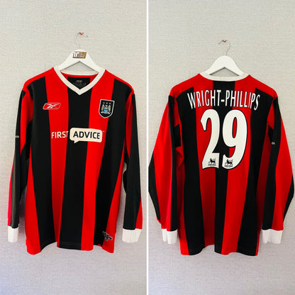 Manchester City away football shirt 2003/04 L/S Wright-Phillips 
Large