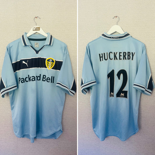 Leeds United away football shirt 1999/2000 Huckerby Large