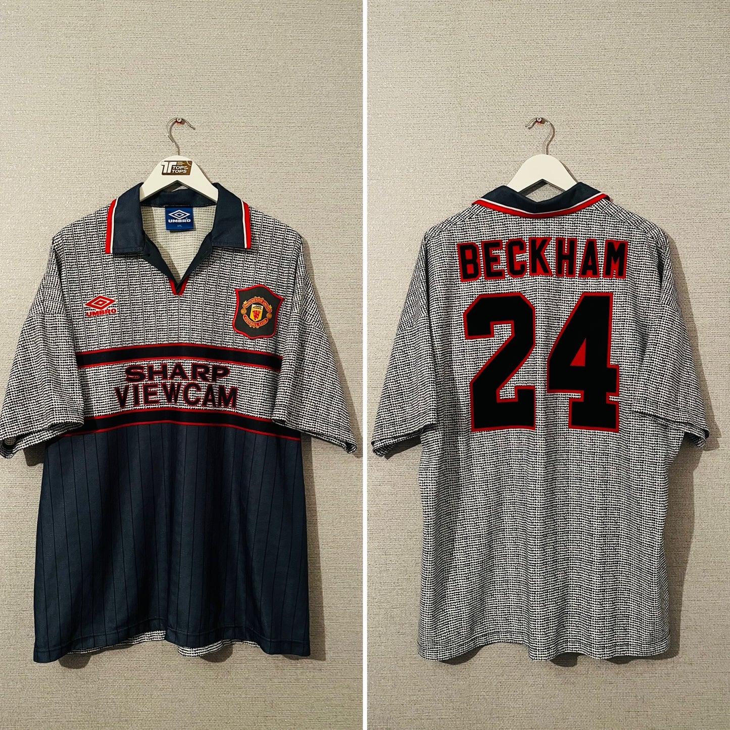 Manchester United away football shirt 1995/96 Beckham XXL