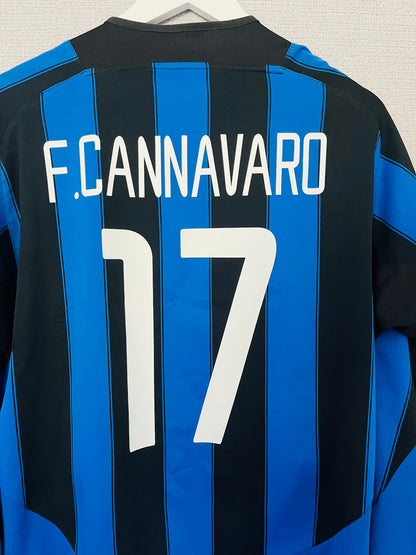 Inter Milan home football shirt 2003/04 L/S Cannavaro Large