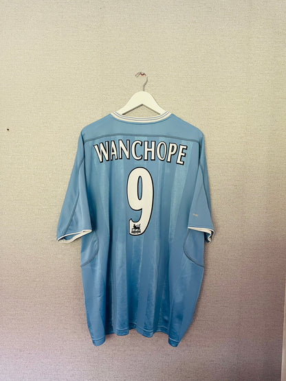 Manchester City home football shirt 2003/04 Wanchope XXL