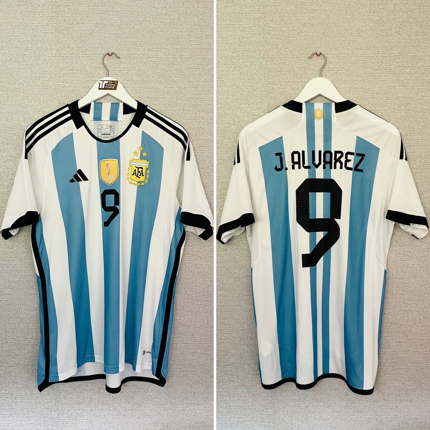 Argentina home football shirt W/C 2022 Alvarez Large