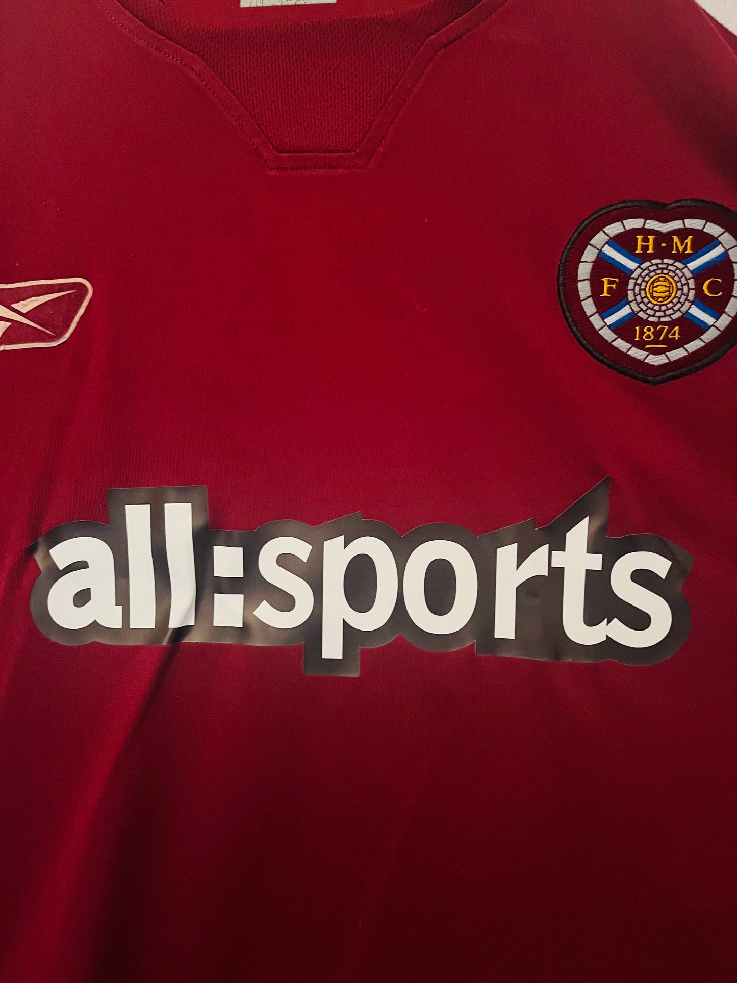 Heart of Midlothian Hearts home football shirt 2004/05 De Vries XXL