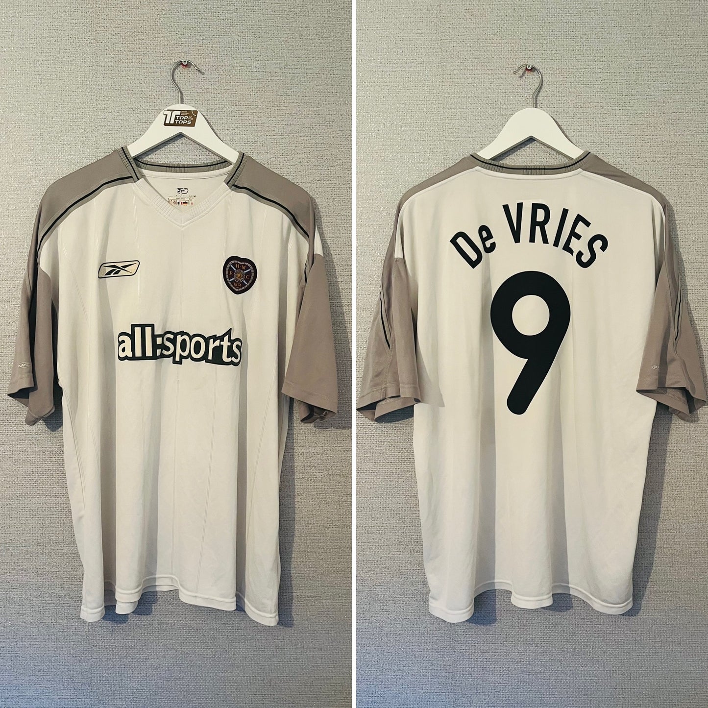 Heart of Midlothian Hearts away football shirt 2003/04 De Vries XL