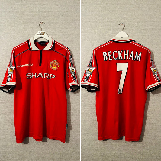 Manchester United home football shirt 1999/2000 Beckham XL