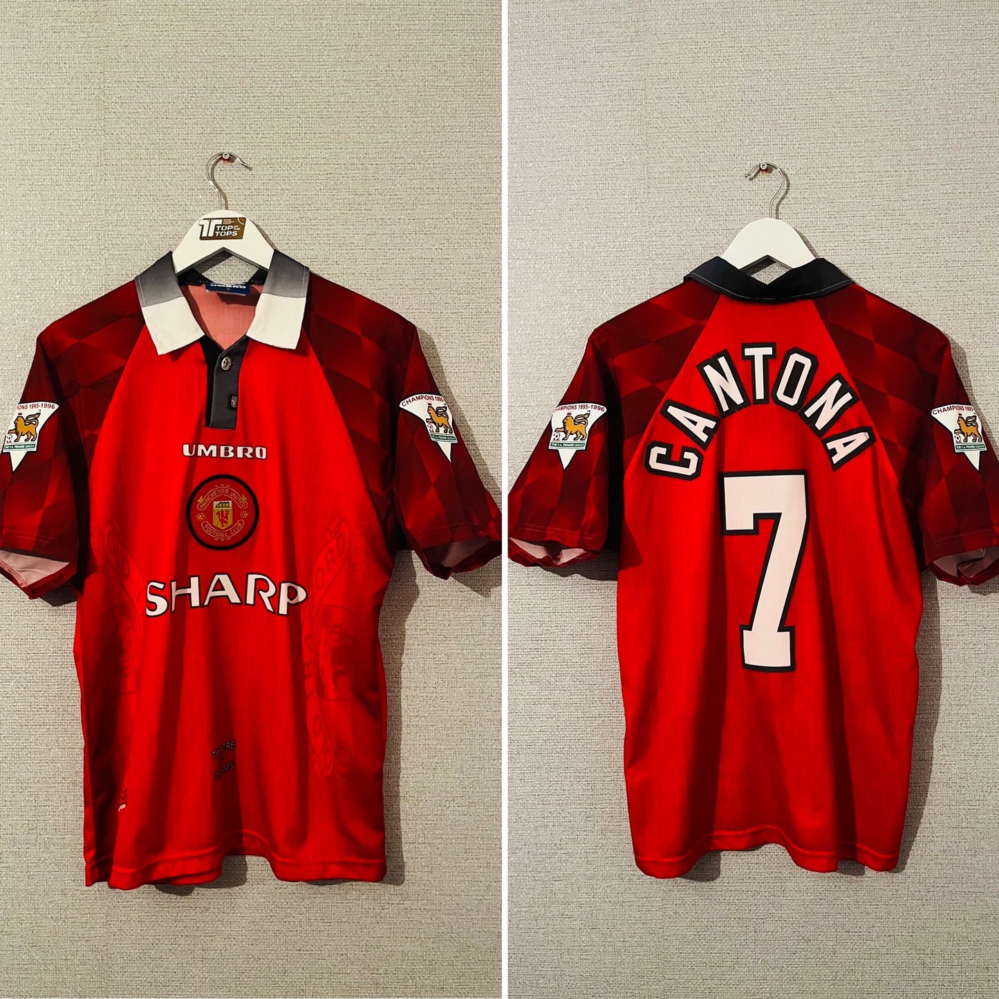 Manchester United home football shirt 1996/97 Cantona Medium