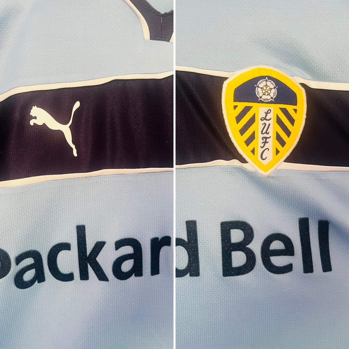 Leeds United away football shirt 1999/2000 Huckerby Large
