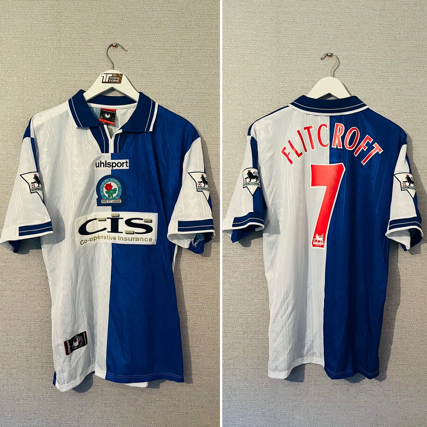 Blackburn Rovers home football shirt 1998/2000 Flitcroft Large