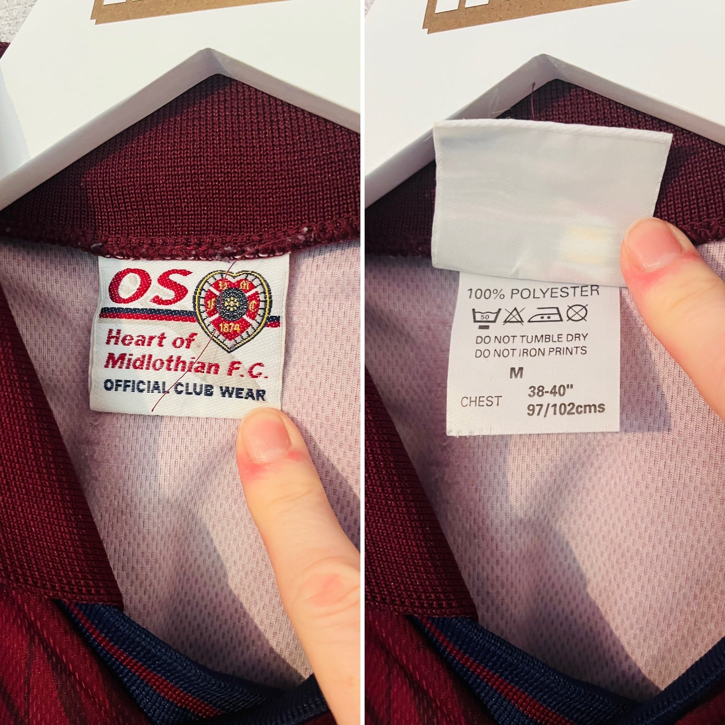 Heart of Midlothian Hearts home football shirt 1998/99 Medium