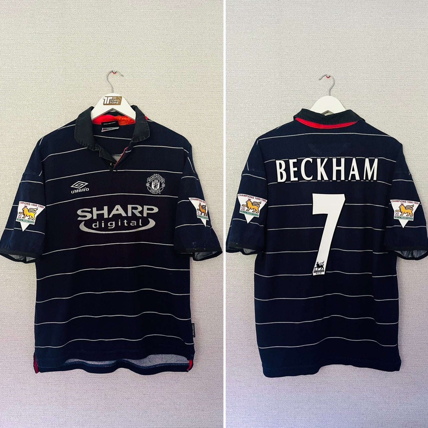 Manchester United away football shirt 1999/2000 Beckham Large
