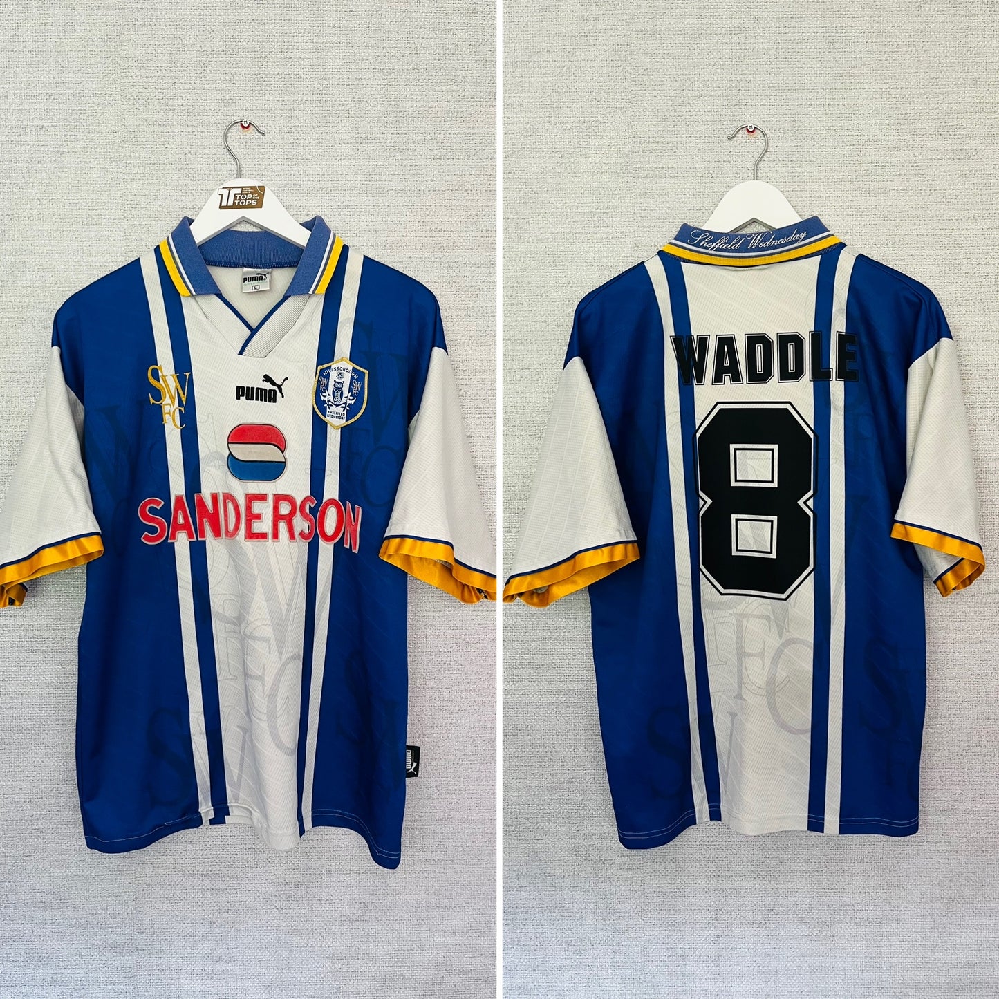 Sheffield Wednesday home football shirt 1995/97 Waddle Medium