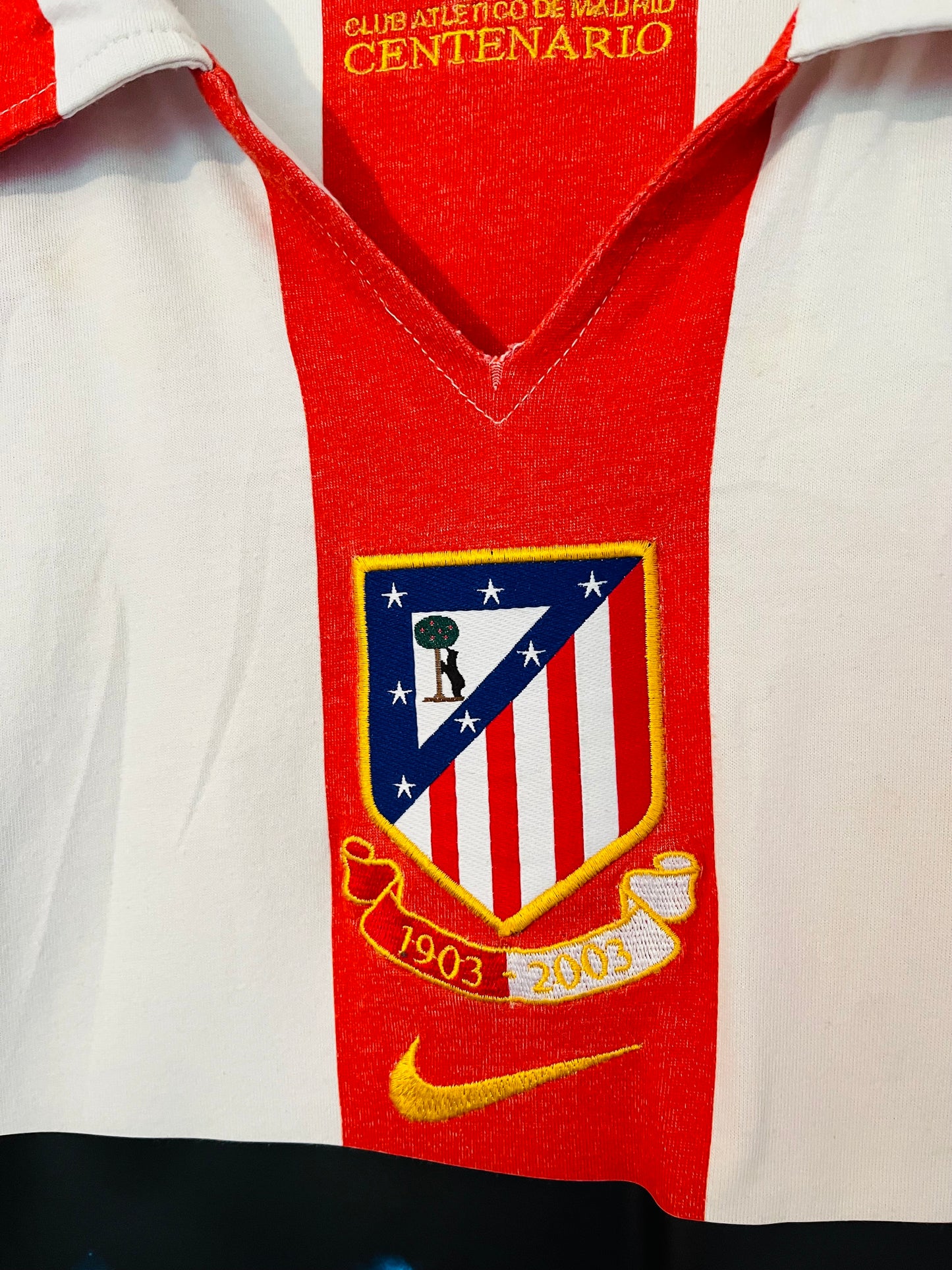 Atletico Madrid home centenary football shirt 2003/04 Torres Large