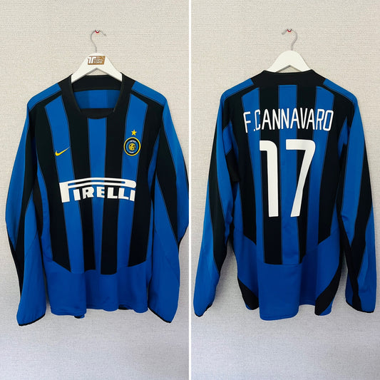 Inter Milan home football shirt 2003/04 L/S Cannavaro Large