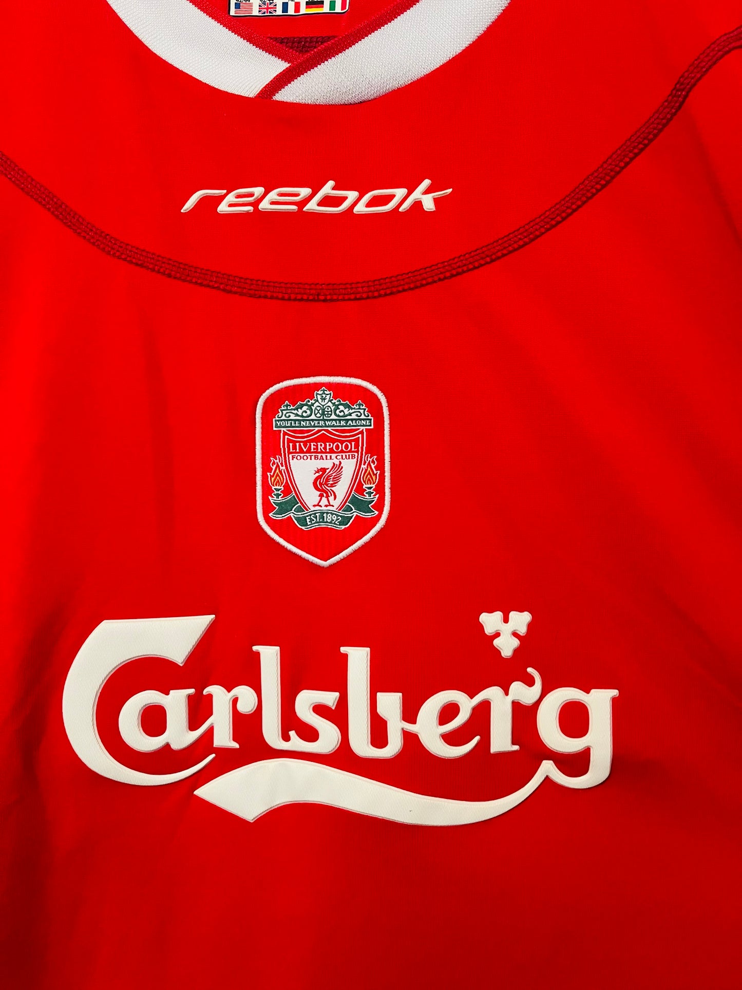 Liverpool home football shirt 2003/04 Baros Large
