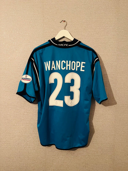 Manchester City home football shirt 2001/02 Wanchope Large