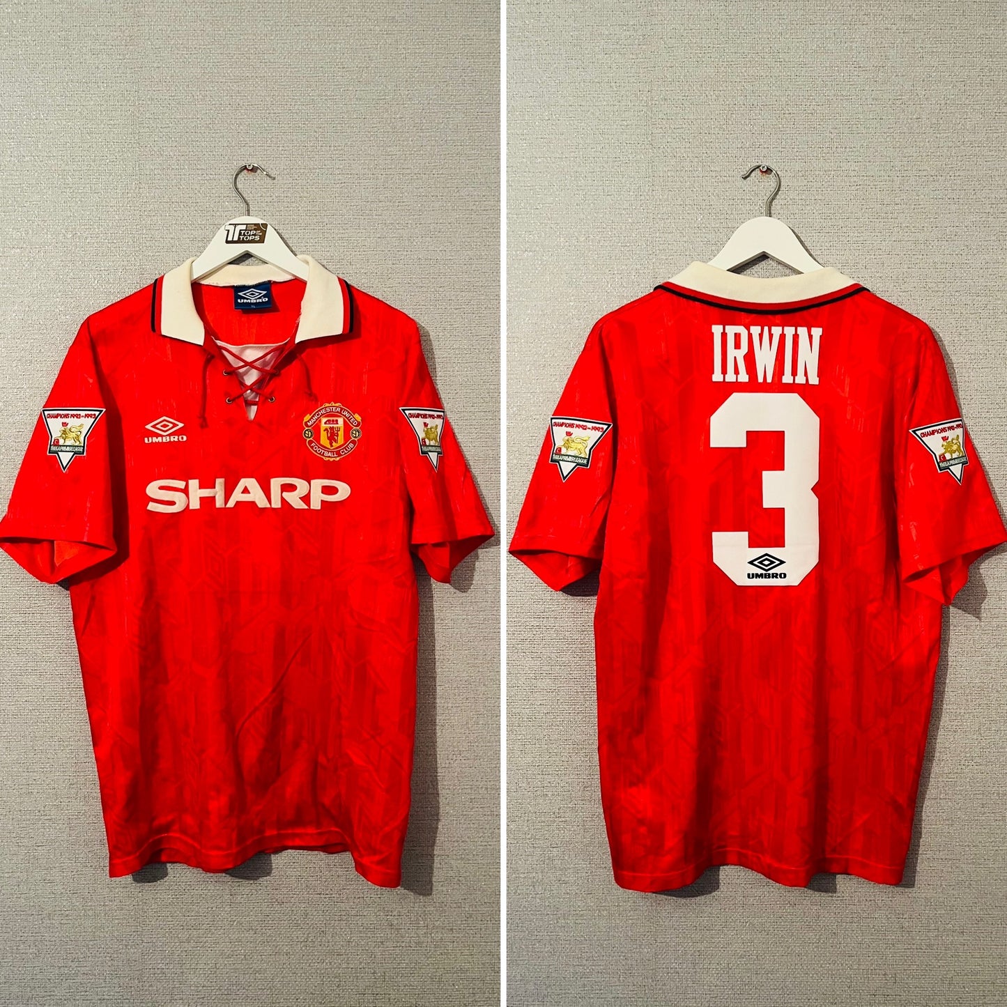 Manchester United home football shirt 1993/94 Irwin Large