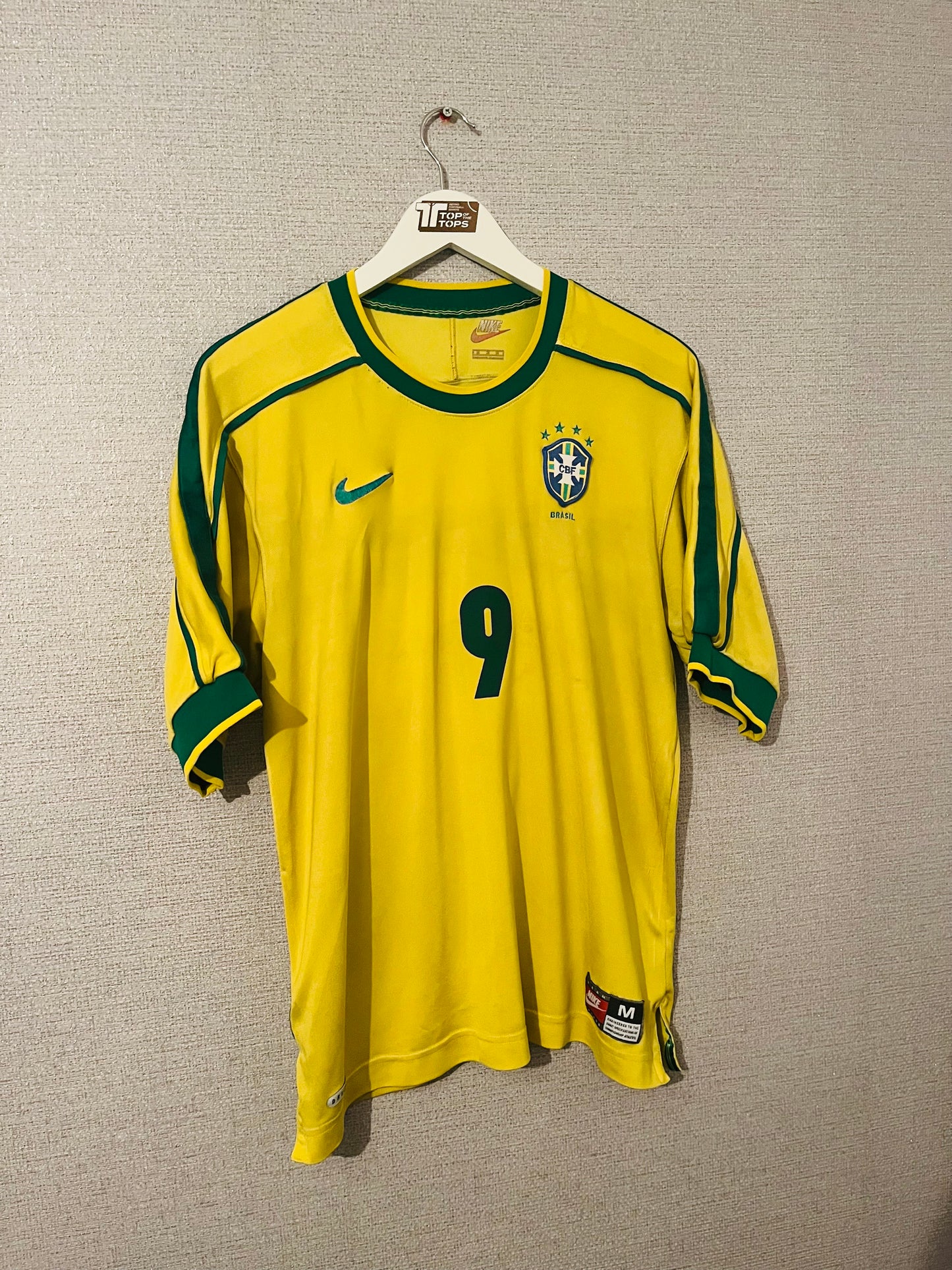 Brazil home football shirt W/C 1998 R9 Medium