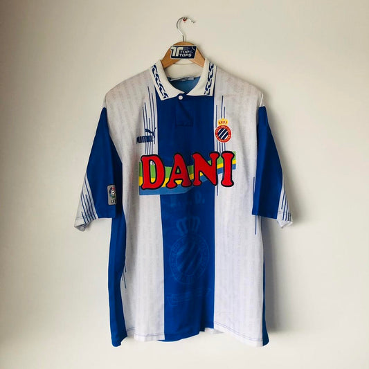 Espanyol 1995/1996 Blue & White Home Football Shirt (XL)