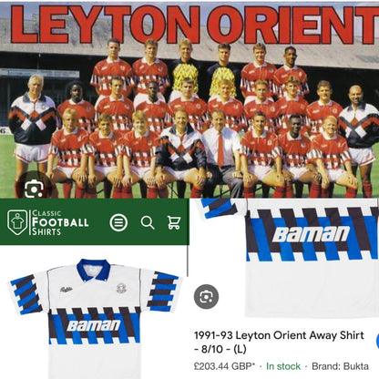 Leyton Orient 1991/1993 Blue & White Football Shirt (L)