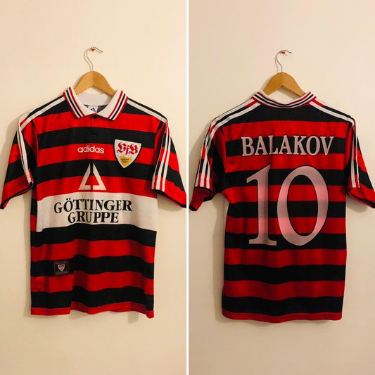 VfB Stuttgart 1997/1998 Red & Black Away Football Shirt (XS)