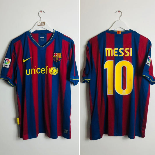 Barcelona 2009/2010 Red & Blue Home Football Shirt (XL)