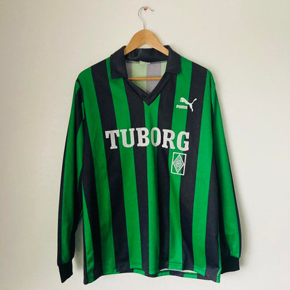 Borussia Monchengladbach 1991/1992 Green & Black Away Football Shirt (L)