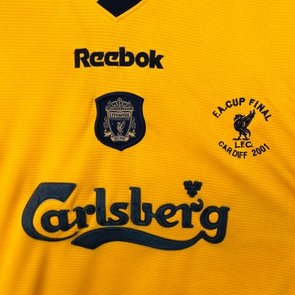 Liverpool 2000/2001 Yellow & Navy Football Shirt (L)