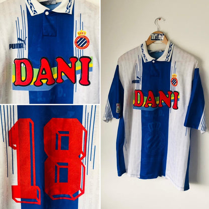 Espanyol 1995/1996 Blue & White Home Football Shirt (XL)