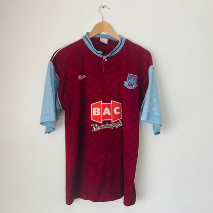 West Ham United 1990/1991 Claret & Blue Home Football Shirt (M)