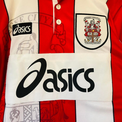 Stoke City 1995/1997 Red & White Home Football Shirt (M)