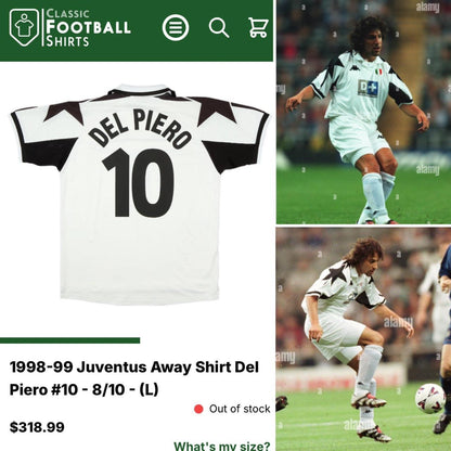 Juventus 1998/1999 White Away Football Shirt (XL)