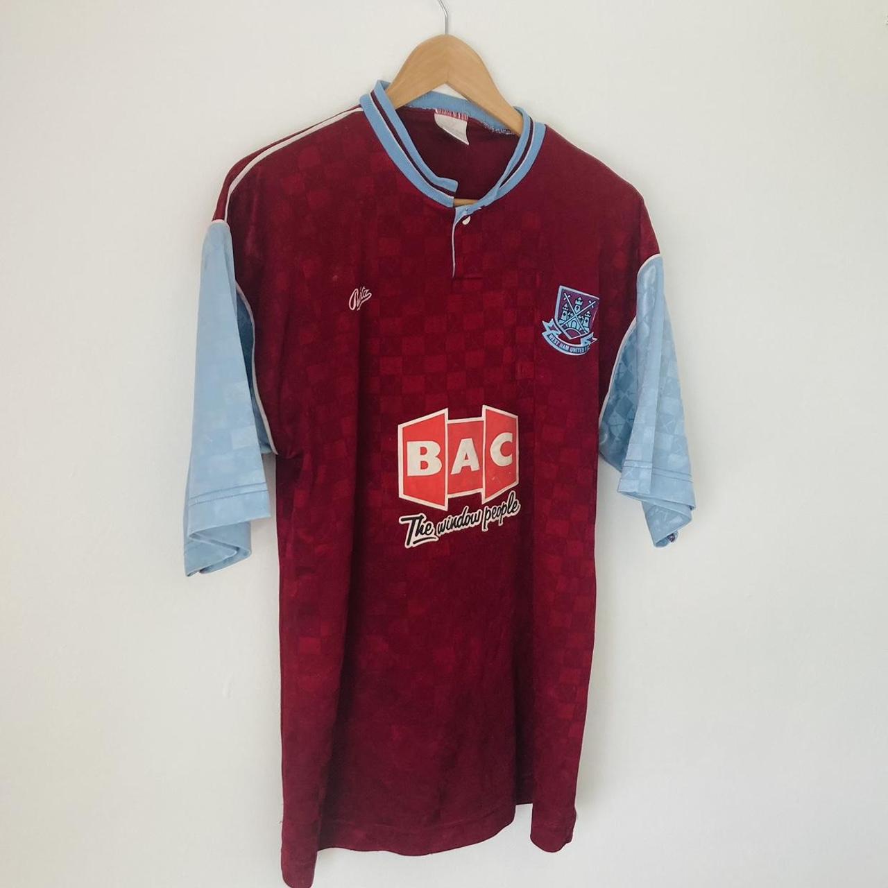 West Ham United 1990/1991 Claret & Blue Home Football Shirt (M)