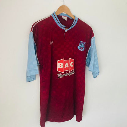 West Ham United 1990/1991 Claret & Blue Home Football Shirt (M)