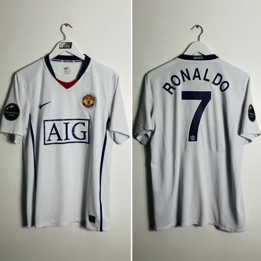 Manchester United 2008/2009 White Away Football Shirt (M)