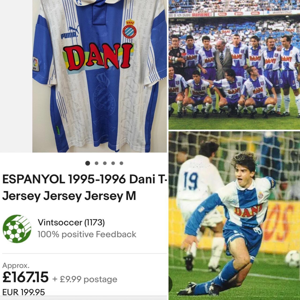 Espanyol 1995/1996 Blue & White Home Football Shirt (XL)