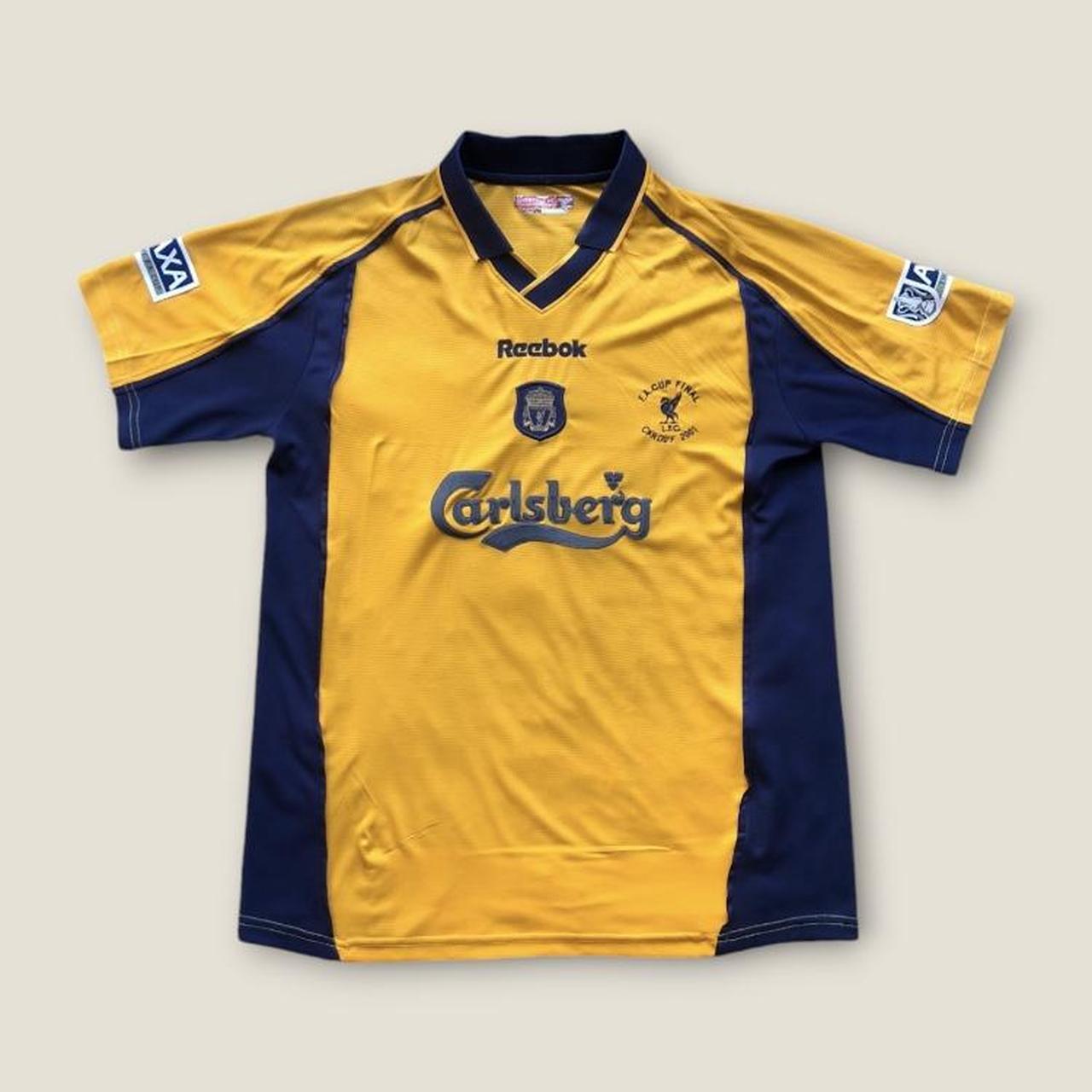 Liverpool 2000/2001 Yellow & Navy Football Shirt (L)