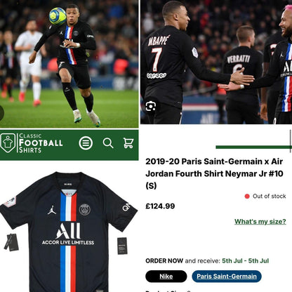 Paris Saint-Germain 2019/2020 Black Forth Football Shirt (S)