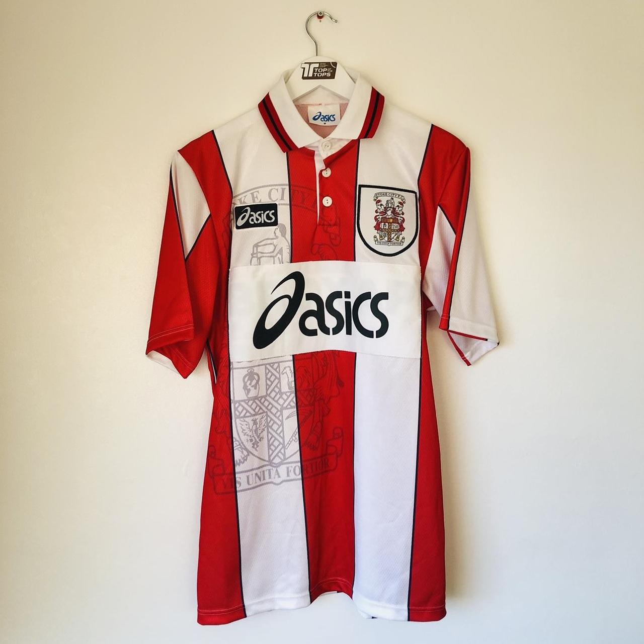 Stoke City 1995/1997 Red & White Home Football Shirt (M)