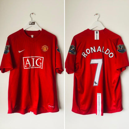 Manchester United 2007/2009 Red Home Football Shirt (XL)