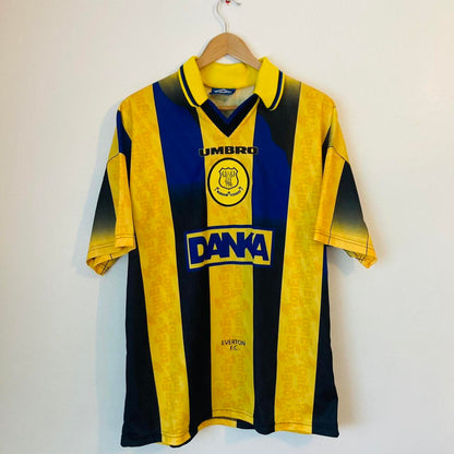 Everton 1996/1997 Yellow & Black Away Football Shirt (L)