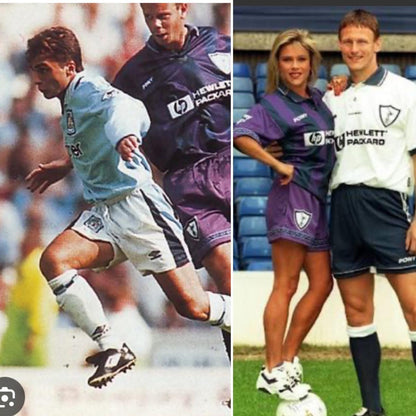 Tottenham Hotspur 1995/1997 Blue & Purple Away Football Shirt (L)