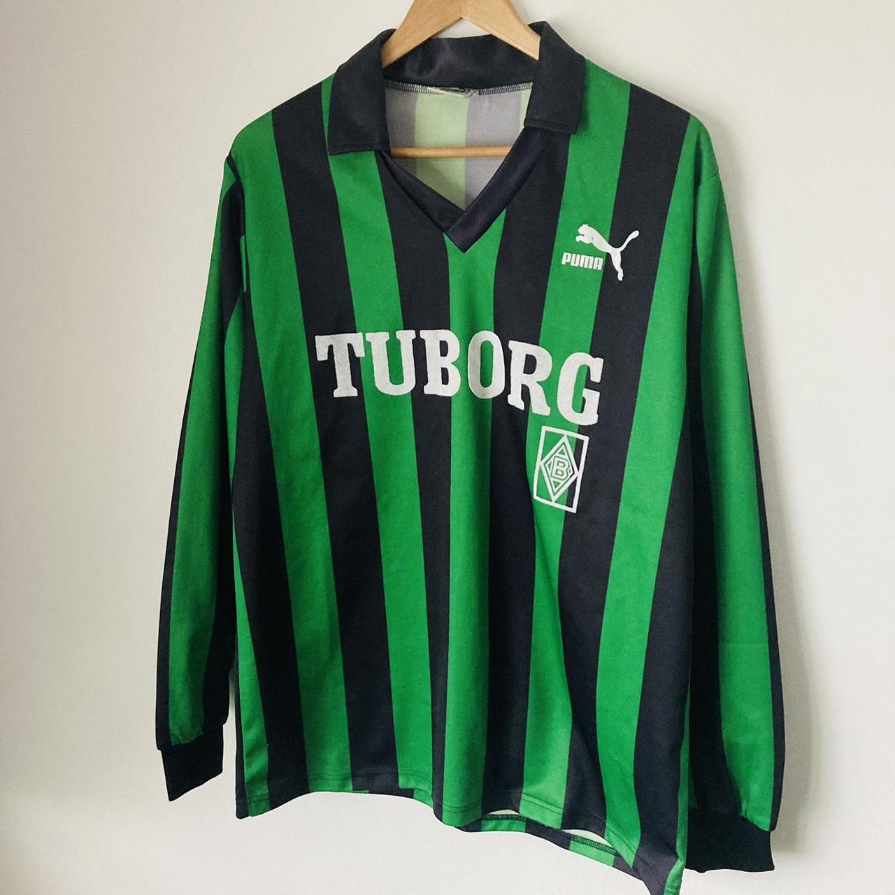 Borussia Monchengladbach 1991/1992 Green & Black Away Football Shirt (L)